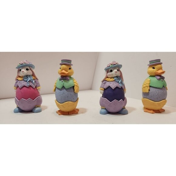 Avon Other - Vtg Avon Egg Pals 2 Bunny And 2 Duck Egg Holders Set Of 4 Multicolored With Eggs